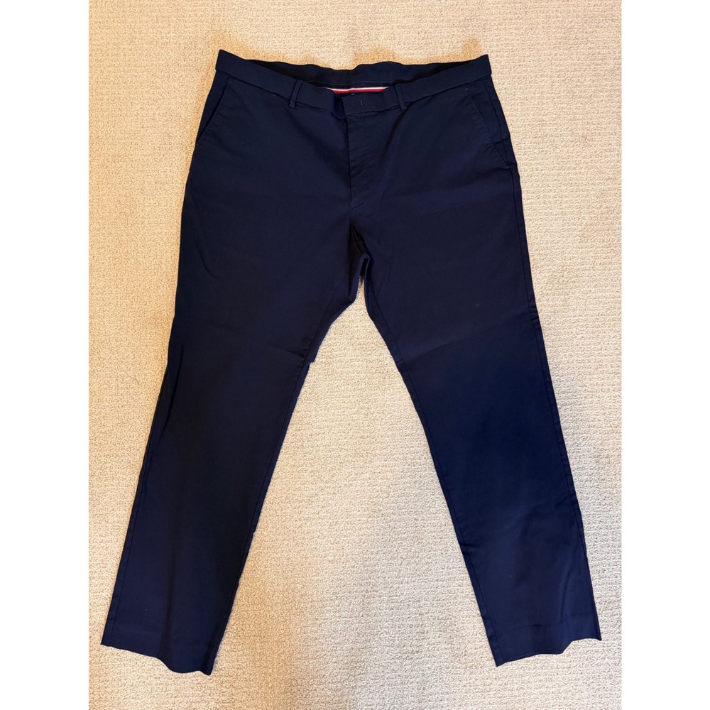 Tommy Hilfiger Mens 40x30 Navy Blue Chino Pants Stretch Straight Leg Vintage Y2K